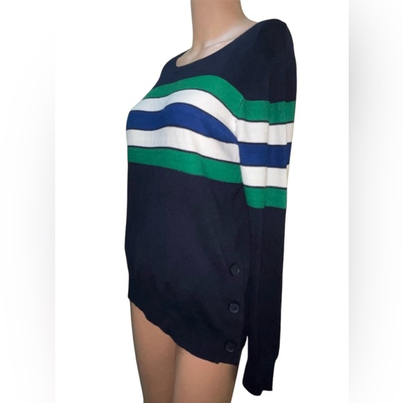 THE LIMITED PULLOVER STRIPED SWEATER BLUE COLOR WOMEN LONG SLEEVE SIZE MEDIUM - Picture 2 of 9